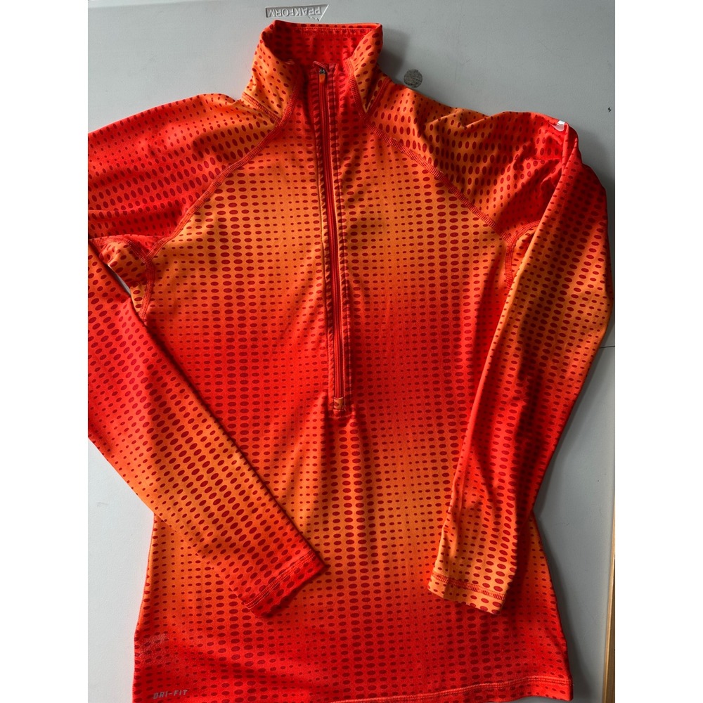 Nike Pro Dri-FIT Womens Medium Orange Red Gradient Dot Quarter Zip Training Top